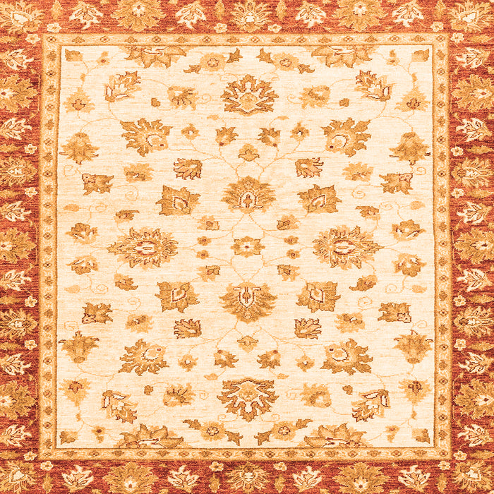 Square Oriental Orange Traditional Rug, abs2965org