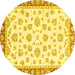 Round Oriental Yellow Traditional Rug, abs2965yw