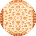 Round Oriental Orange Traditional Rug, abs2965org