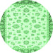 Round Machine Washable Oriental Emerald Green Traditional Area Rugs, wshabs2965emgrn