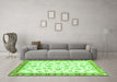 Machine Washable Oriental Green Traditional Area Rugs in a Living Room,, wshabs2965grn