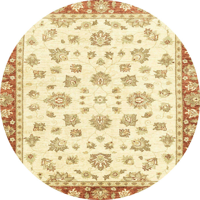 Round Machine Washable Abstract Yellow Rug, wshabs2965