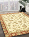 Abstract Yellow Oriental Rug in Family Room, abs2965