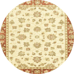 Round Abstract Yellow Oriental Rug, abs2965