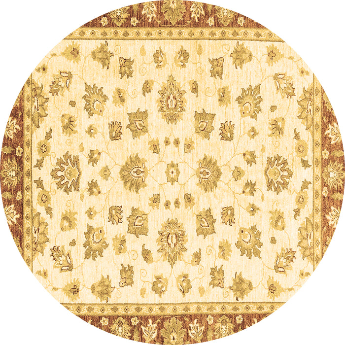 Round Machine Washable Oriental Brown Traditional Rug, wshabs2965brn