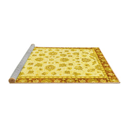 Sideview of Machine Washable Oriental Yellow Traditional Rug, wshabs2965yw