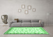 Machine Washable Oriental Emerald Green Traditional Area Rugs in a Living Room,, wshabs2965emgrn