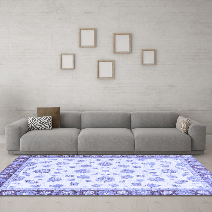 Machine Washable Oriental Blue Traditional Rug in a Living Room, wshabs2965blu