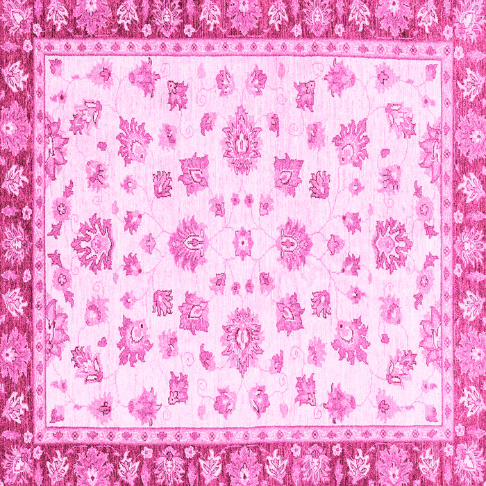 Square Machine Washable Oriental Pink Traditional Rug, wshabs2965pnk