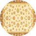 Round Oriental Brown Traditional Rug, abs2965brn