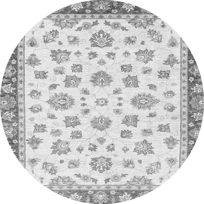 Round Machine Washable Oriental Gray Traditional Rug, wshabs2965gry