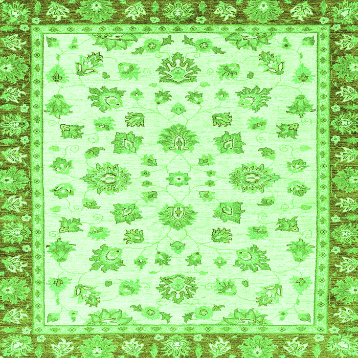 Square Machine Washable Oriental Green Traditional Area Rugs, wshabs2965grn