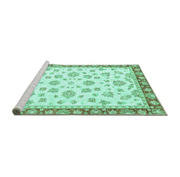 Sideview of Machine Washable Oriental Turquoise Traditional Area Rugs, wshabs2965turq