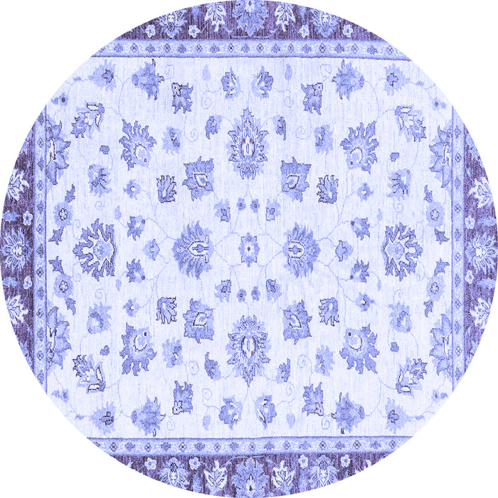 Round Machine Washable Oriental Blue Traditional Rug, wshabs2965blu