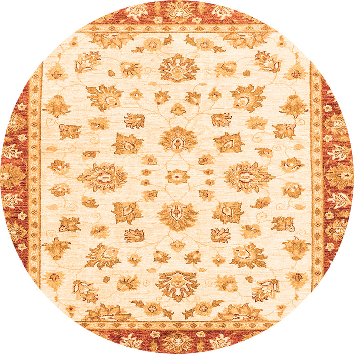 Round Machine Washable Oriental Orange Traditional Area Rugs, wshabs2965org