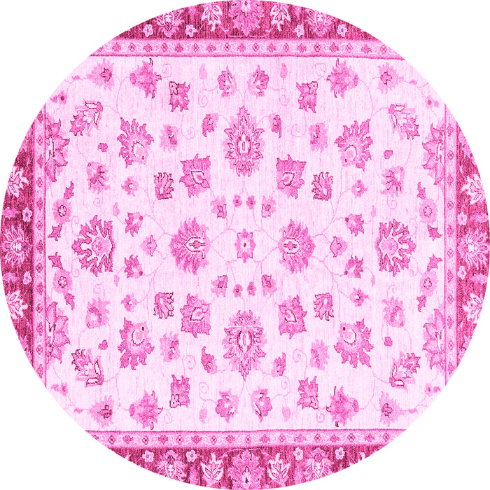 Round Oriental Pink Traditional Rug, abs2965pnk