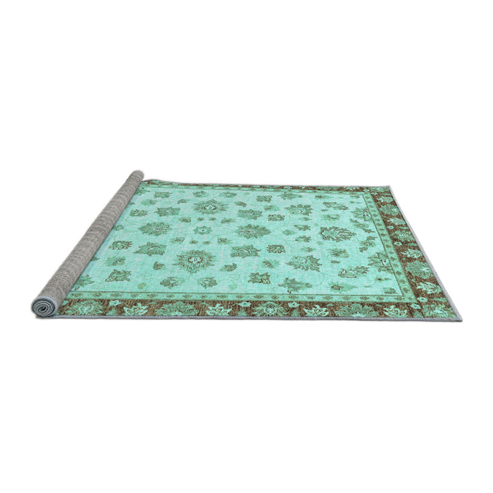 Sideview of Machine Washable Oriental Light Blue Traditional Rug, wshabs2965lblu
