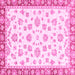 Square Oriental Pink Traditional Rug, abs2965pnk