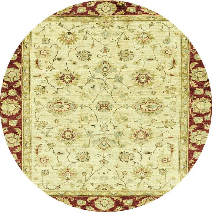 Round Abstract Cinnamon Brown Oriental Rug, abs2966