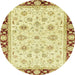 Round Abstract Cinnamon Brown Oriental Rug, abs2966