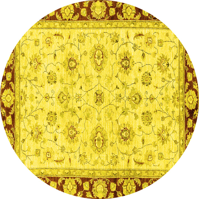 Round Oriental Yellow Traditional Rug, abs2966yw