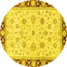 Round Oriental Yellow Traditional Rug, abs2966yw