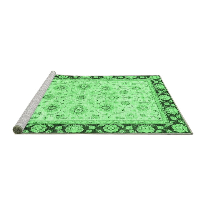 Sideview of Machine Washable Oriental Emerald Green Traditional Area Rugs, wshabs2966emgrn