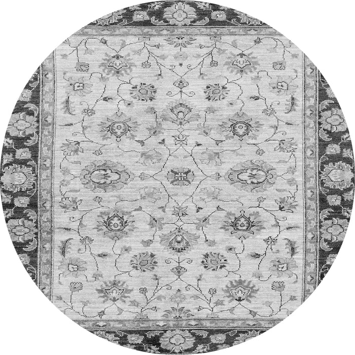Round Machine Washable Oriental Gray Traditional Rug, wshabs2966gry