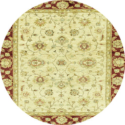 Round Machine Washable Abstract Cinnamon Brown Rug, wshabs2966