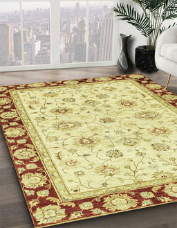 Machine Washable Abstract Cinnamon Brown Rug in a Family Room, wshabs2966