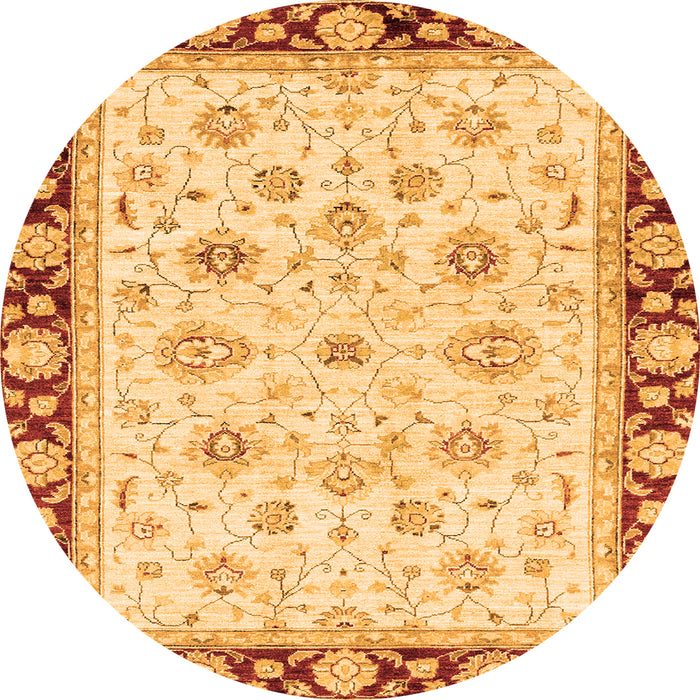 Round Oriental Orange Traditional Rug, abs2966org