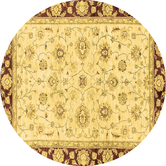 Round Oriental Brown Traditional Rug, abs2966brn