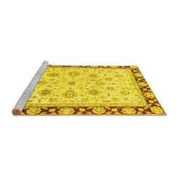 Sideview of Machine Washable Oriental Yellow Traditional Rug, wshabs2966yw