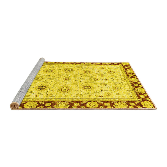 Sideview of Machine Washable Oriental Yellow Traditional Rug, wshabs2966yw