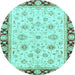 Round Oriental Light Blue Traditional Rug, abs2966lblu