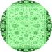 Round Oriental Emerald Green Traditional Rug, abs2966emgrn