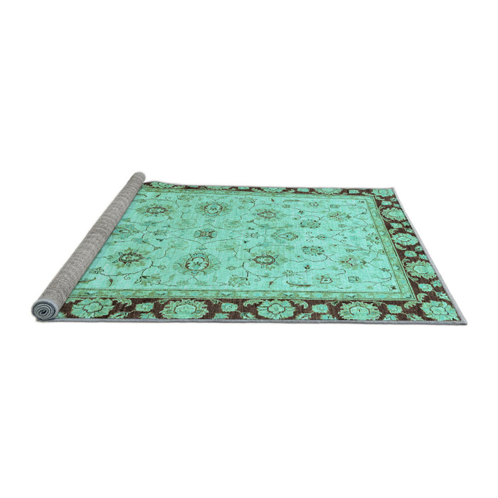 Sideview of Machine Washable Oriental Light Blue Traditional Rug, wshabs2966lblu