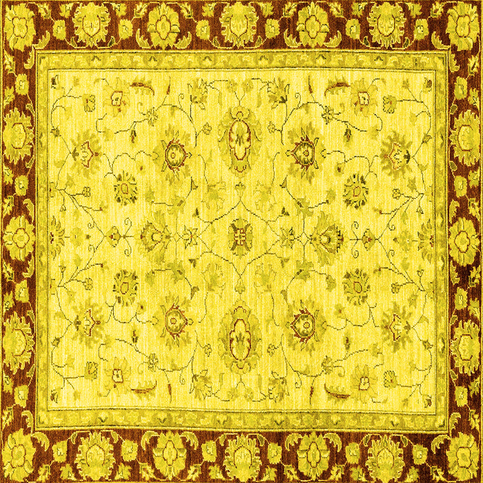 Square Oriental Yellow Traditional Rug, abs2966yw