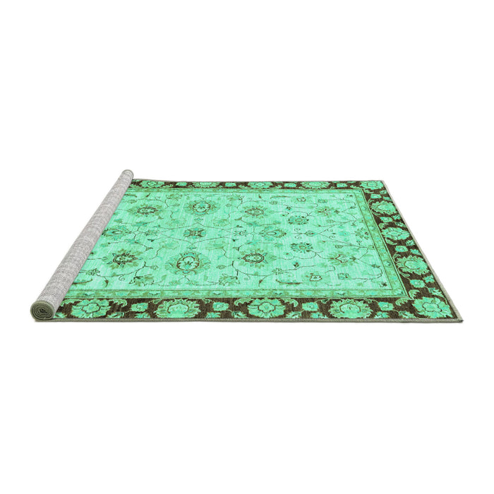 Sideview of Machine Washable Oriental Turquoise Traditional Area Rugs, wshabs2966turq