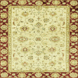 Square Machine Washable Abstract Cinnamon Brown Rug, wshabs2966