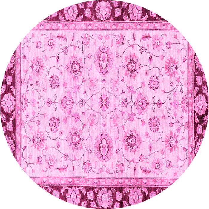 Round Oriental Pink Traditional Rug, abs2966pnk
