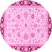 Round Oriental Pink Traditional Rug, abs2966pnk