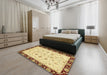 Abstract Chocolate Brown Oriental Rug in a Bedroom, abs2967