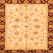 Square Machine Washable Oriental Orange Traditional Area Rugs, wshabs2967org