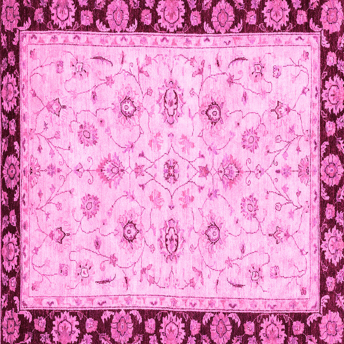 Square Machine Washable Oriental Pink Traditional Rug, wshabs2967pnk