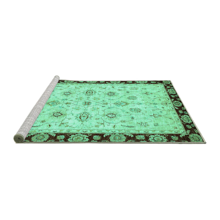 Sideview of Machine Washable Oriental Turquoise Traditional Area Rugs, wshabs2967turq