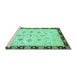 Sideview of Machine Washable Oriental Turquoise Traditional Area Rugs, wshabs2967turq