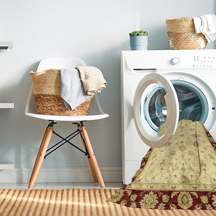 Machine Washable Abstract Chocolate Brown Rug in a Washing Machine, wshabs2967