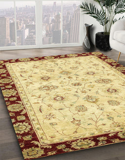 Machine Washable Abstract Chocolate Brown Rug in a Family Room, wshabs2967