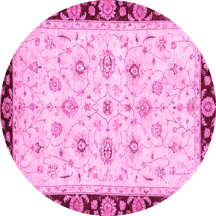 Round Oriental Pink Traditional Rug, abs2967pnk